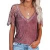 Women's Blouses 2023 Fashion V-Neck Feather Lace Sleeve Dames Top Casual Street Short Losse Fitting Shirt