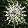 Oggetti decorativi Figurine Mulino a vento in metallo unico e magico 3D Powered Kinetic Sculpture Prato Solar Spinners Yard Garden Decor 230506