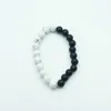Strand 10pcs czarno -białe plastikowe koraliki bransoletka męska biżuteria ręczna