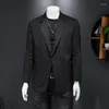 Costumes pour hommes Style coréen Blazer costume veste noir gris homme loisirs couleur unie jeunesse simple manteau ample tendance