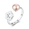 2023 Designer Brand Pearl Flower Open Ring Women Fashion Luxury S925 Silver Ring Charm Female High End Ring Romantic Wedding Party Jewelry Valentine's Day Gift