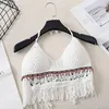 Camisoles & Tanks Sexy Hollow Out Underwear Women Summer Beach Short Tank Top Sweet Knitted Bra Tassel Debardeur Femme