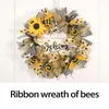 Decorative Flowers Artificial Sunflowers Wreath Realistic Bee Festival Ornament Decor Home Supplies