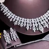 Collane con ciondolo CWW 4 pz Nappa Goccia Cubic Zirconia Grande Banchetto di Nozze Collana Dubai Oro Bianco Colore Festa Nuziale Bigiotteria Set T600 230506