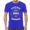 T-shirts pour hommes en août 1991 anniversaire t-shirts hommes t-shirts graphiques haut coton à manches courtes 30 ans 30e cadeau