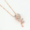 Anhänger Halsketten Rose Gold Farbe süße lila Opal Blume Halskette für Frauen niedlich Schlüsselbein Kette Geburtstag Schmuck Geschenk