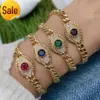 Bijoux chaîne à maillons cubains cristal plaqué or Rose bleu mauvais yeux Bracelet collier pour femmes