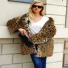 Kvinnors läderlapel Autumn Faux Mink Jacket Womens Leopard varm päls Coat Women Slim Jackor Jaqueta de Couro Fashion