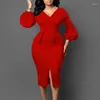 Vestidos casuais elegantes noite africana para mulheres mangas de manga de sopa de senhora midi midi bodycon countiond saissed com bem -a-lasco de vestil de vestil