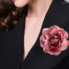 Brooches SUQI High Quality Peony Woman Hair Accessories Silk Fabric Pins Hat Flower Elegant 10 Color Big Brooch As A Gift