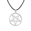 Pendant Necklaces Five-pointed Star Necklace Men's And Women's Anime Around Satan Logo Ring Black Deacon Alloy Jewelry Gift