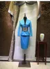 Two Piece Dress Women's High End Skirt Suit Blazers Embroidery Elegant Formal Suits 2 Pieces Sets Blue Clothing Customized Clothes
