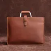 Briefcases Genuine Leather Zipper Briefcase for man Bag Messenger Office s Male Crazy Horse Laptop 14 Inch Maletines Hombre 230506