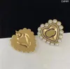 Exquise perle coeur boucle d'oreille goujons de luxe concepteur boucles d'oreilles breloques aretes pour femmes dame marque oreille Stud fête bijoux de mariage