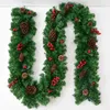 Decorações de Natal Acessórios para decoração de casa 2.7m Rattan com ornamentos de frutas vermelhas de algodão arco Presente de Natal DIY LED DIY
