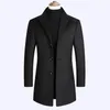 Men's Trench Coats Men Wool Blends Autumn Winter Solid Color High Quality Men's Luxurious Coat Male
