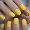 False Nails 24/PCS Oval Short Pure Yellow Color Wholesale Nail Art Fake Tips Full Cover Charming Fashion