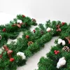 Decorações de Natal Acessórios para decoração de casa 2.7m Rattan com ornamentos de frutas vermelhas de algodão arco Presente de Natal DIY LED DIY