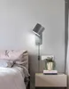Wall Lamp Bedside In Gray Finish Metal Material Plug Sconce 1-Light Bedroom Children's Room Study Vanity Light