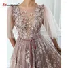 Robes de soirée élégantes 3D fleurs dentelle robe de soirée pour les femmes 2023 O cou sans manches Aline formelle robes de mariée de bal