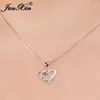 Pendant Necklaces JUNXIN Romantic Silver Color Heart Necklace For Women White/Blue Fire Opal Pendants Engagement Jewelry Lover Gifts