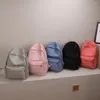 School Bags Simple Casual Teenage Girls Backpack Solid Colour Female Schoolbag Junior High Students Large Multicolor Cute Trav