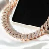 Thicker 20mm 4 Row Diamond Sterling Sier Iced Out Prong Setting Vvs Moissanite Cuban Link Chain