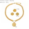 Necklace Earrings Set Dubai Jewelry Fashion Round Tree Of Life Gold Plated Pendant Stainless Steel Buckle Ring Party Gift