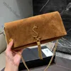 Chains Kate Crossbody Bag Flip Clutch Bags Tassel Women Handbag Suede Leather Envelope Fashion Metal Letters Detachable Strap Plain Thread Hasp Hardware