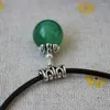 Pendentif Colliers Femmes Bijoux De Mode Penadant Collier Cadeau De Fête Naturel Vert Calcédoine Semis En Cuir Corde