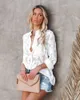 Camicette da donna Maglia trasparente a maniche lunghe Camicie bianche Donna Streetwear Camicia abbottonata jacquard floreale 2023 Camicetta oversize da donna Top