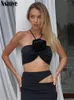 Abito a due pezzi Nsauye Summer Casual Beach Women Sexy Gonna da club Abito scava fuori Skinny Halter Crop Tops e Long Wrap Set 2023 230506