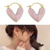 Hoop örhängen Vintage Oil Droping Heart Earring for Women Girl Trend Jewelry Dropship