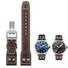 Watch Bands For IWC Genuine Leather Watch Band Big Pilot Flamethrower Little Prince Mark 18 Strap Willow Nail Bracelet 21mm 22mm Blue Brown 230506