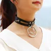 CHOKER CHIMNO GOTH Collana per le donne uomini sexy PU Collaro in pelle Reste