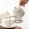 Strumenti Creativi per la casa Bone China Caffettiera Teiera da ufficio Teiera in ceramica di grande capacità con filtro Bollitore bianco semplice fatto a mano