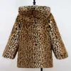 Damesleer revers Herfst faux mink jas dames luipaard warme bont jas vrouwen slanke jassen Jaqueta de couro mode