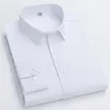Heren -jurk shirts lange mouw heren mode elastische rimpel resistent vlakte kleur sociaal zakelijk smart casual shirt regelmatig fit
