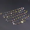 Kedjor Real 18k Multi-Tone Gold Chain for Women Female 1.8mm Clover Halsband 16 tum längd Stämpel AU750