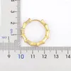 أقراط طوق Aibef Bamboo Coint Circle Women Gold Color Copper Zircon Round Fanting Fashion Wedding Ear Jewelry Charm Gift