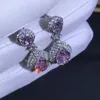 Kolczyki Dangle WUIHA 925 STRIBLING Silver Pear 3EX 3CT VVS Pink Created Moissanite Wedding Engagementa