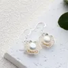 Boucles d'oreilles pendantes authentique 925 en argent Sterling boucle d'oreille dame Style à la mode incrusté de perles d'eau douce naturelles bijoux longs cadeau
