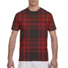 Herren T-Shirts Burgund und Schwarz Plaid Lässige T-Shirts Sommer Herren Kurzarm Streetwear Mode Herren T-Shirts