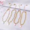 Charm Bracelets IFKM Thick Chain Bracelet Summer Trend Punk Vintage Sweet LOVE Heart Tassel Party Jewelry Gifts 2023 Accessories