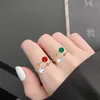 Wedding Rings Vintage Agate For Women Retro Gold Plated Green Red Pearl Ring Lucky Jewelry Gifts