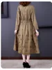 Women's Trench Coats Fall Spring Women Clothing Embroidery Khaki Black Loose 4xl Long Coat Woman Casual Outerwear Duster