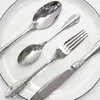 Dinnerware Sets Fltaware 24Pcs Royal Silver Cutlery Set Stainless Steel Dinner Knife Fork Spoon Service 6 Western Tableware