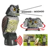 Decorative Objects Figurines Realistic Owl Scarer Garden Bird Repelling Mouse Wind Blowing 360 Degree Rotation Sounding Scarecrow Outdoor Pest Control 230506