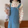 Robes de printemps et d'automne pour filles, vêtements pour enfants, robe de Cowboy pour garçons et filles, jupe à bretelles rétro coréenne