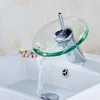Badrumsvaskar kran krom polerad glas kant kran kran vattenfall bassäng mixer kall och vattendäck monterad